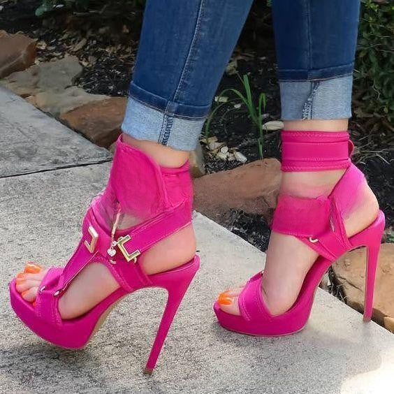 Sexy buckle high heel sandals