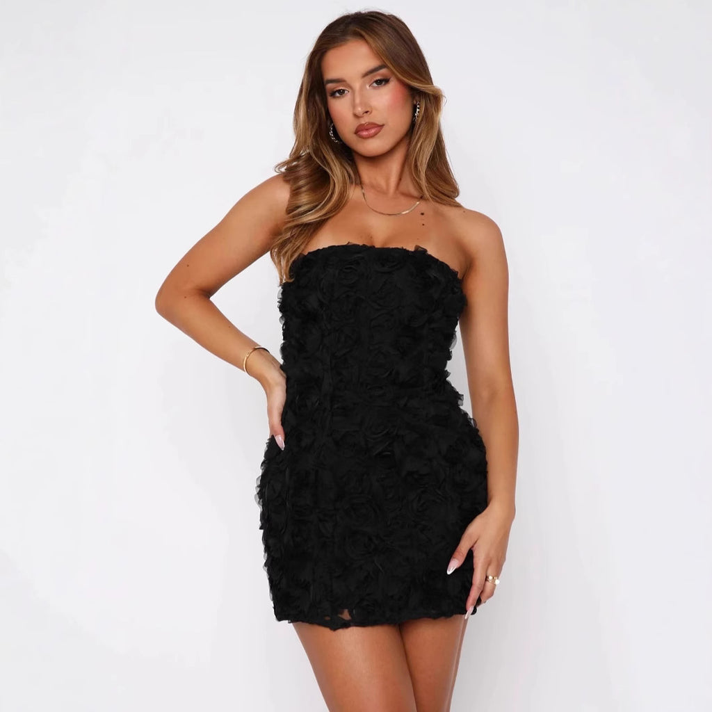 Sexy Strapless Floral Bodycon Dress