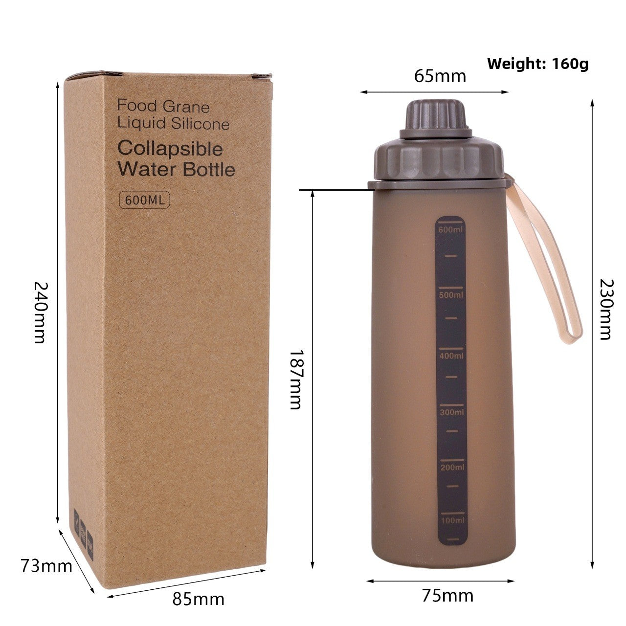 Portable Collapsible Silicone Sports Water Bottle