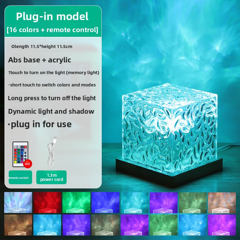 Water ripple bedside night light