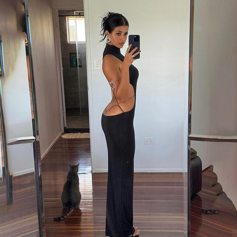 Sexy backless bow dress