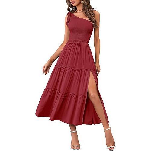 Single-shoulder sleeveless knitted wrap skirt