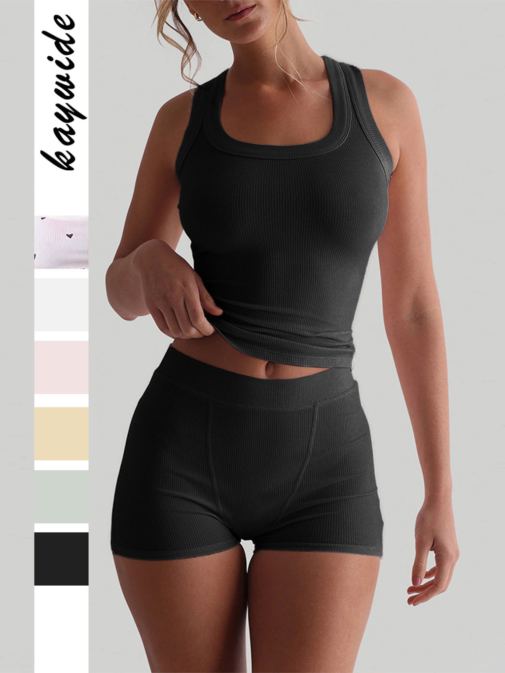 Womens Yoga Style Sleeveless Shorts Set