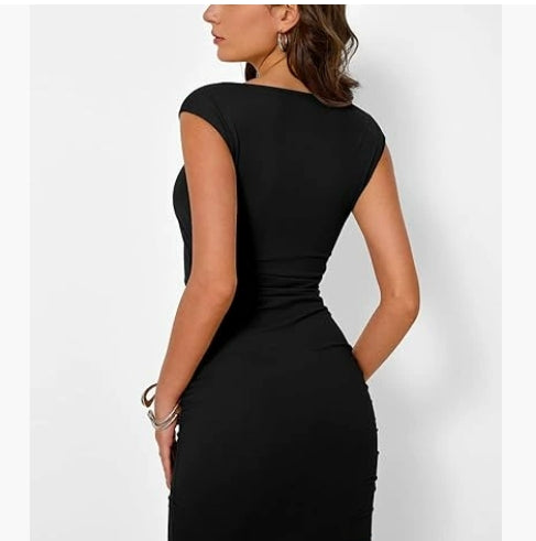 SLadies in tight-fitting figure-hugging dresses