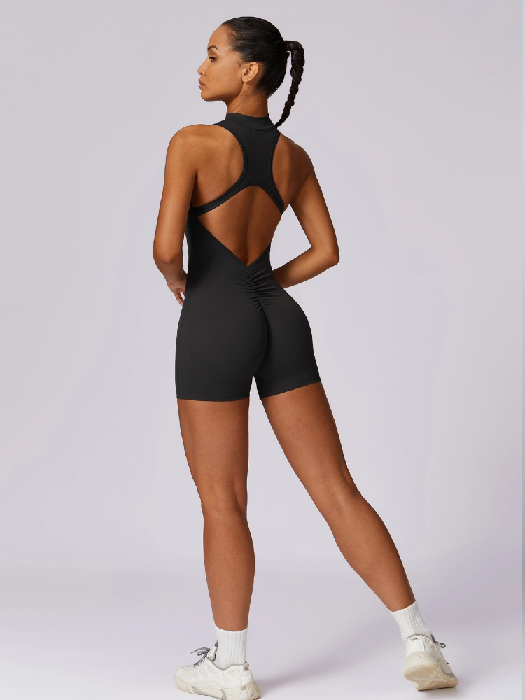 Womens One-Piece Fitness Jumpsuit with Built-in Chest Pad