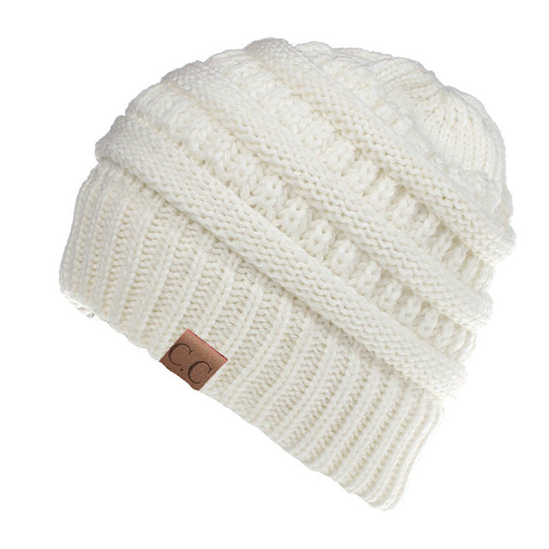 Ponytail Patch Knitted Winter Hat