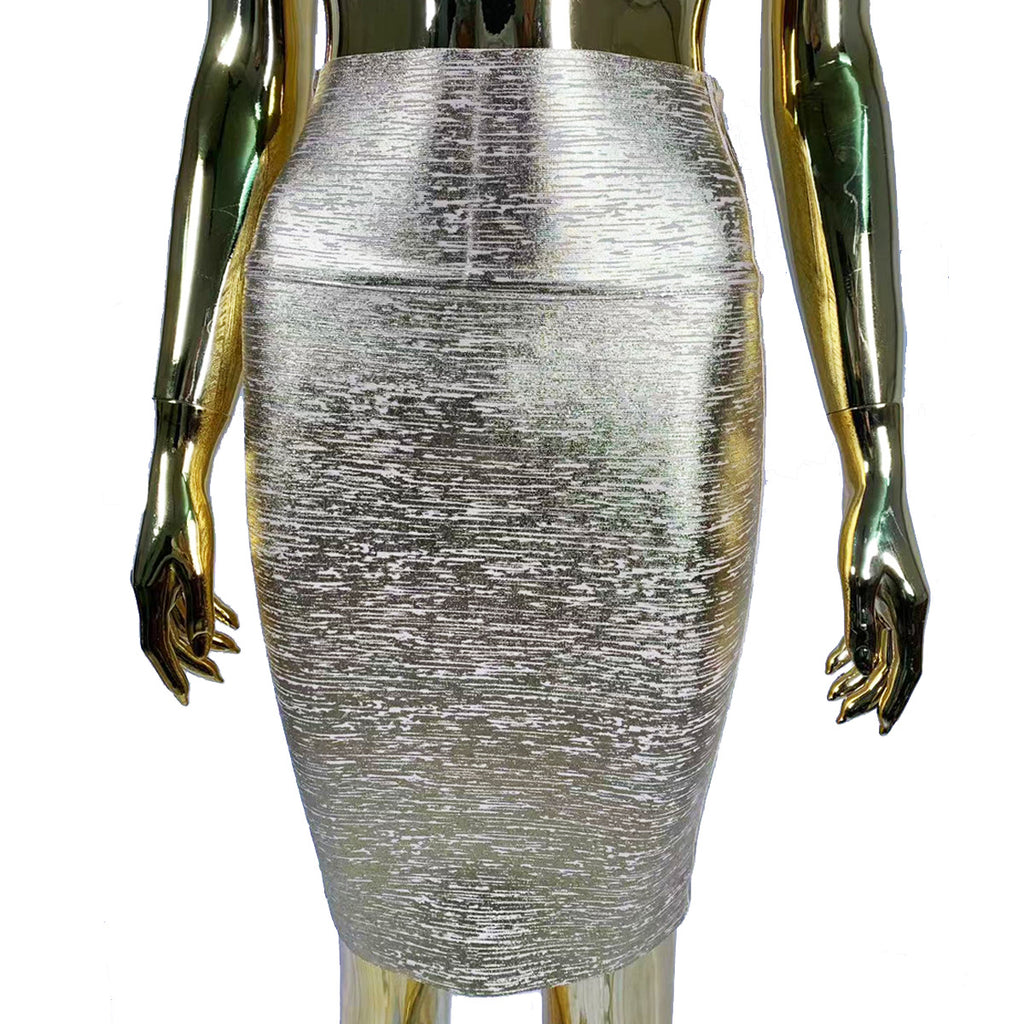 Bronzing Bandage Skirt High Waist Tight Sexy Women Skirt