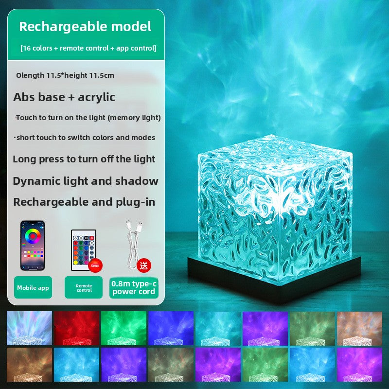 Water ripple bedside night light