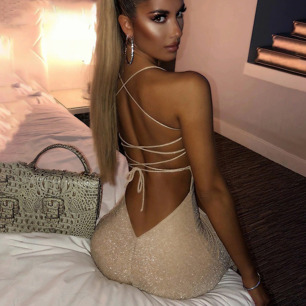 Sexy Square Neck Backless High Slit Pencil Dress