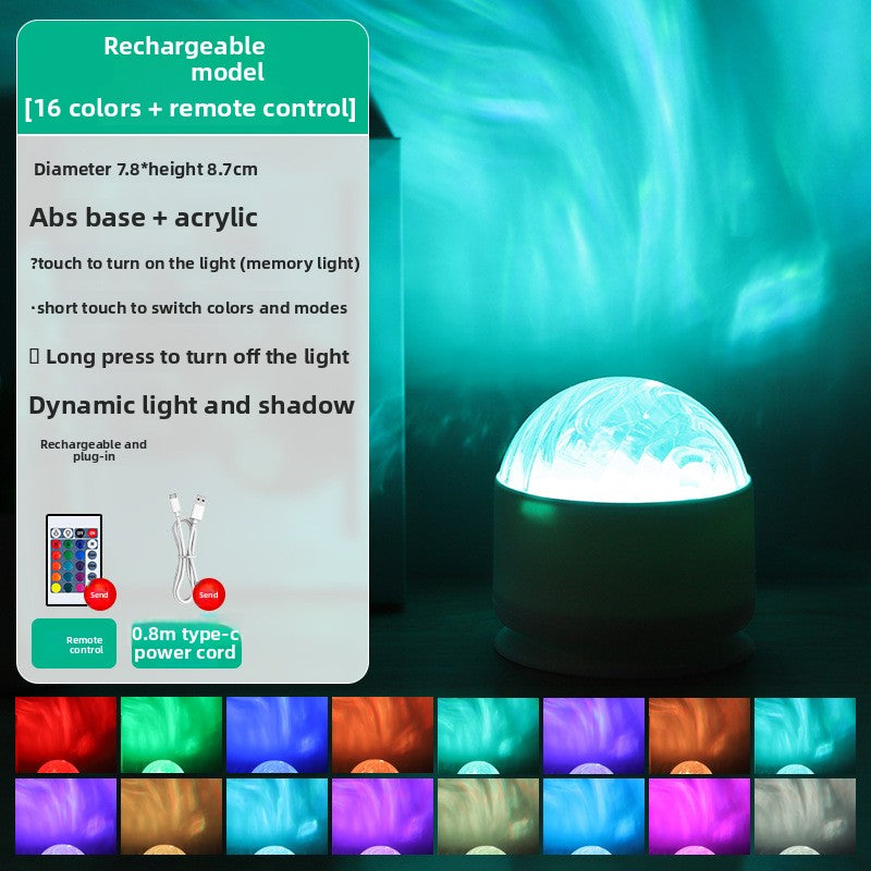 Water ripple bedside night light