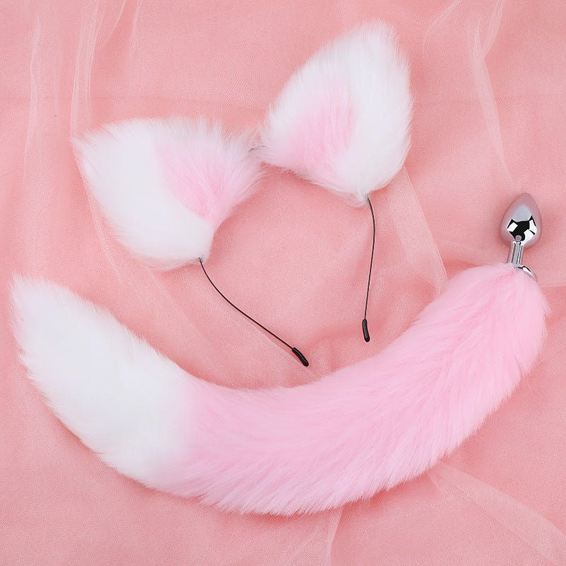 Pink Fox Tail Anal Plug Adult Toy Set