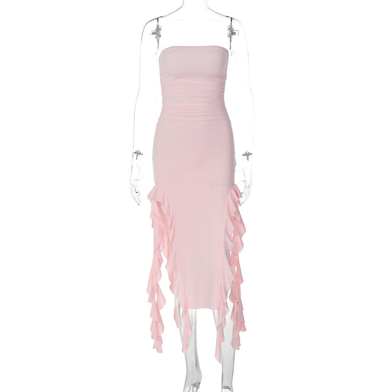 Sexy Tube Top Irregular Hem Dress
