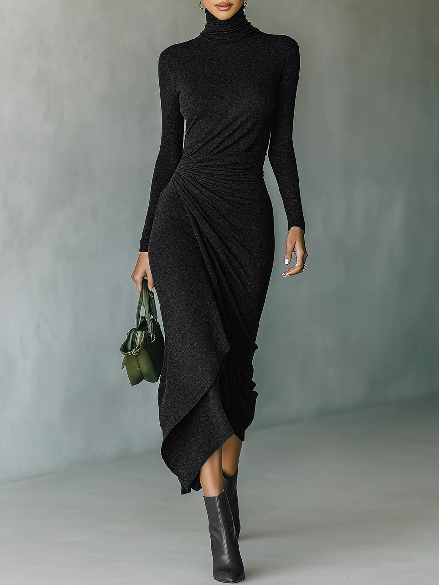 Elegant high-neck wrap dress for women