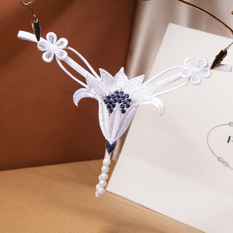 Sexy and hot hollowed-out pearl one-string romantic underwear