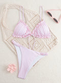 Pink Plaid Push-Up Bikini Set