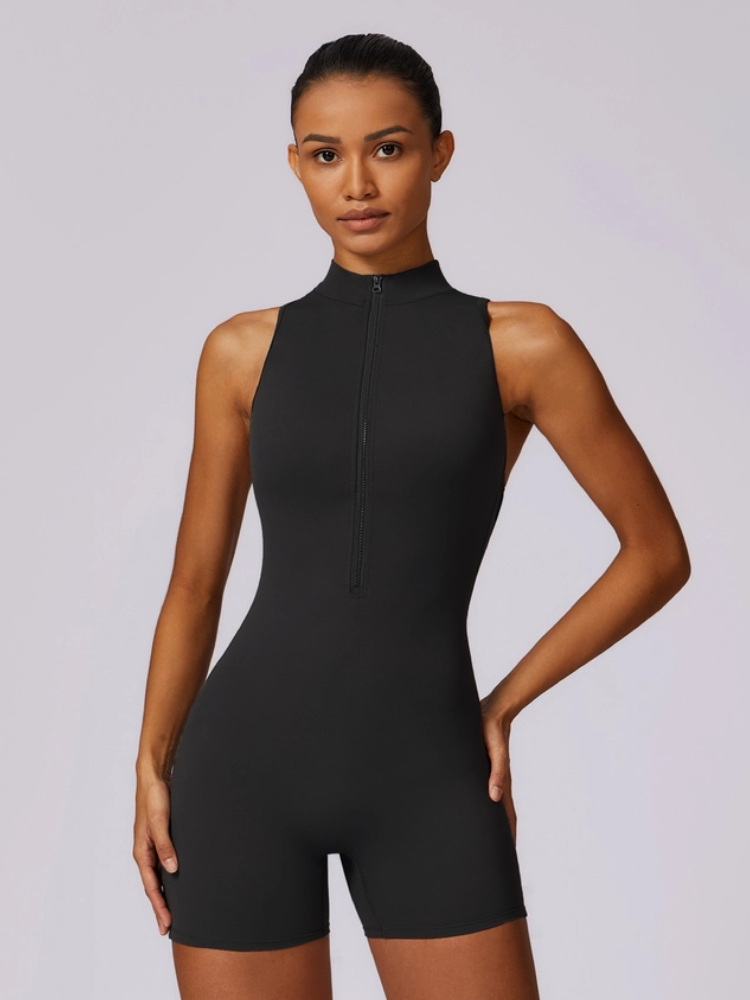 Womens One-Piece Fitness Jumpsuit with Built-in Chest Pad
