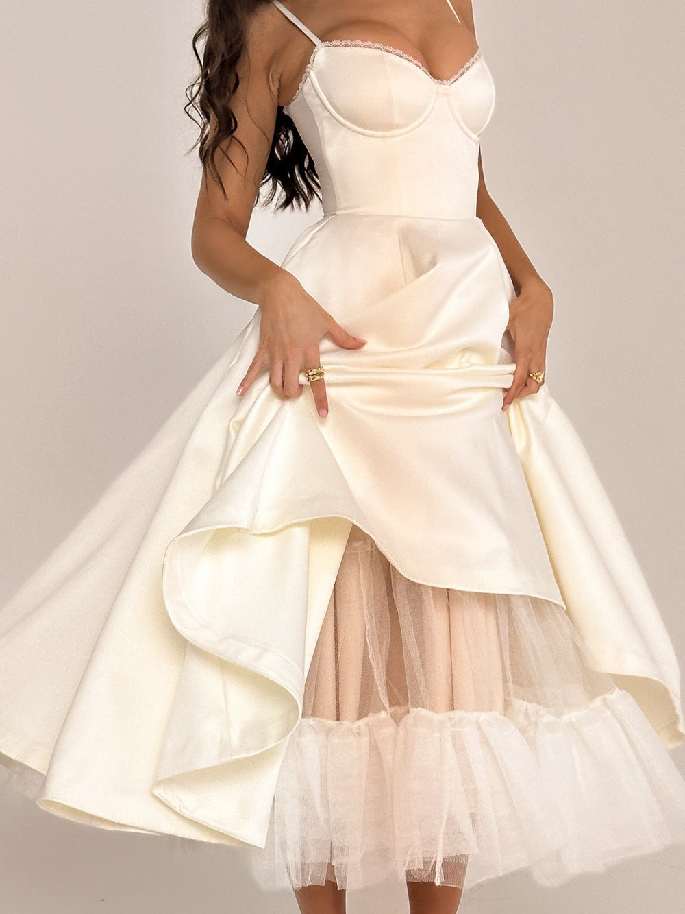 High-end French-style fishbone dress