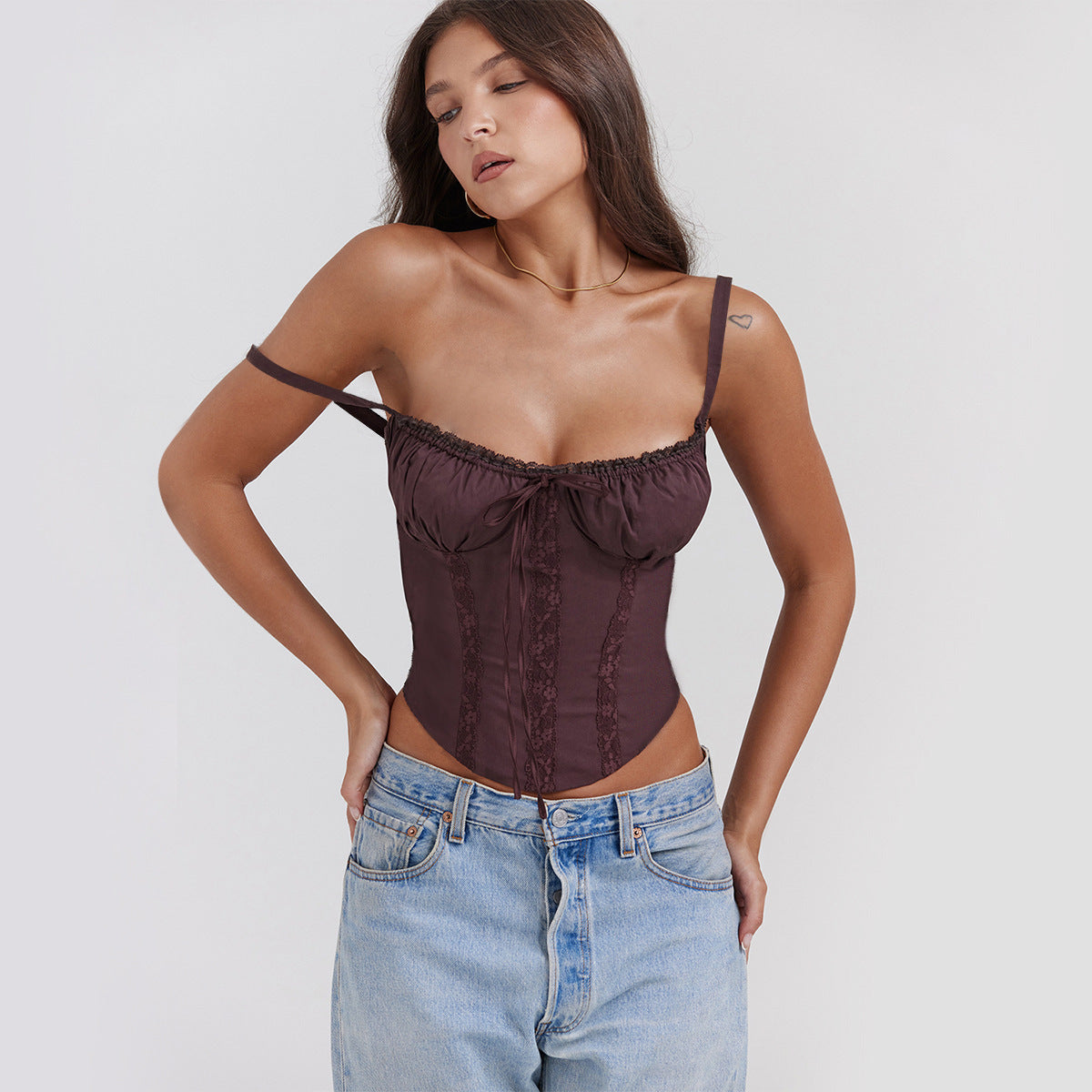 Fashion Lace Strap Slim Fit Top