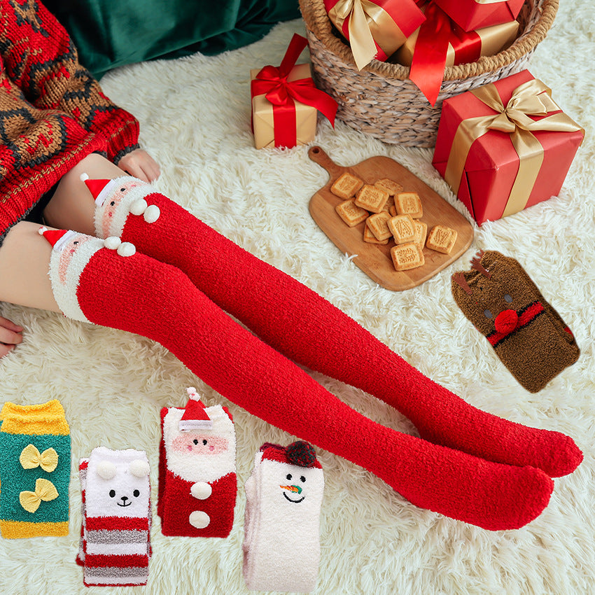 Winter Cartoon Fleece Knee Socks