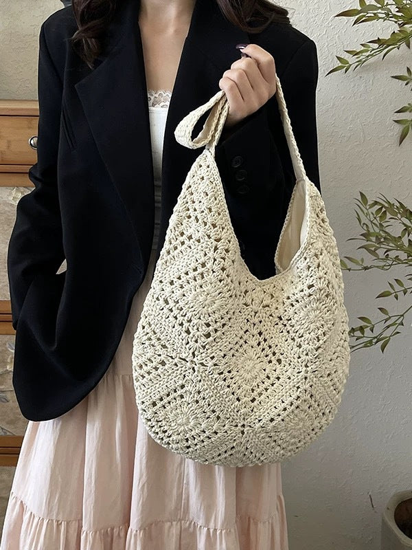 Hollowed-out flower woven bag