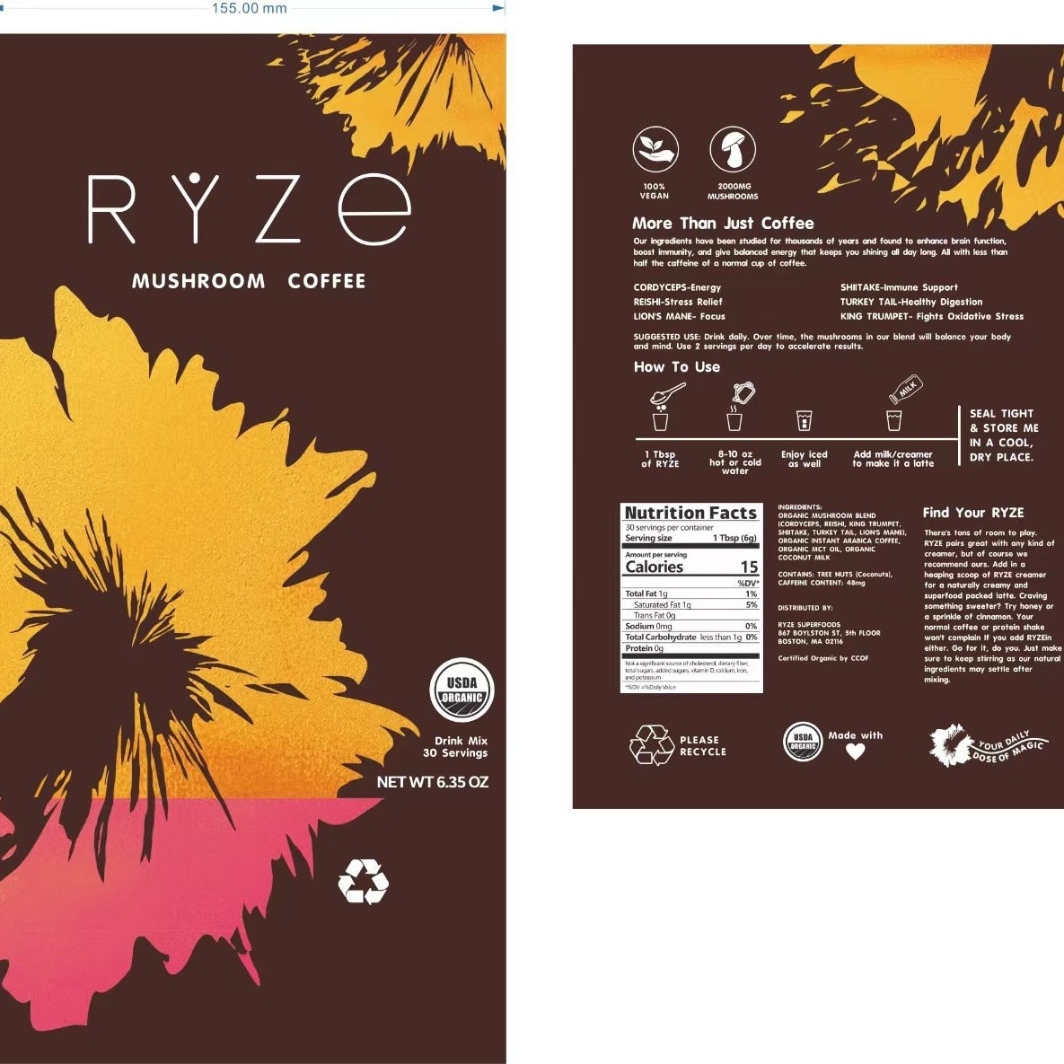 Mushroom Coffee Mushroom Coffee Sucrose-Free Low-Fat