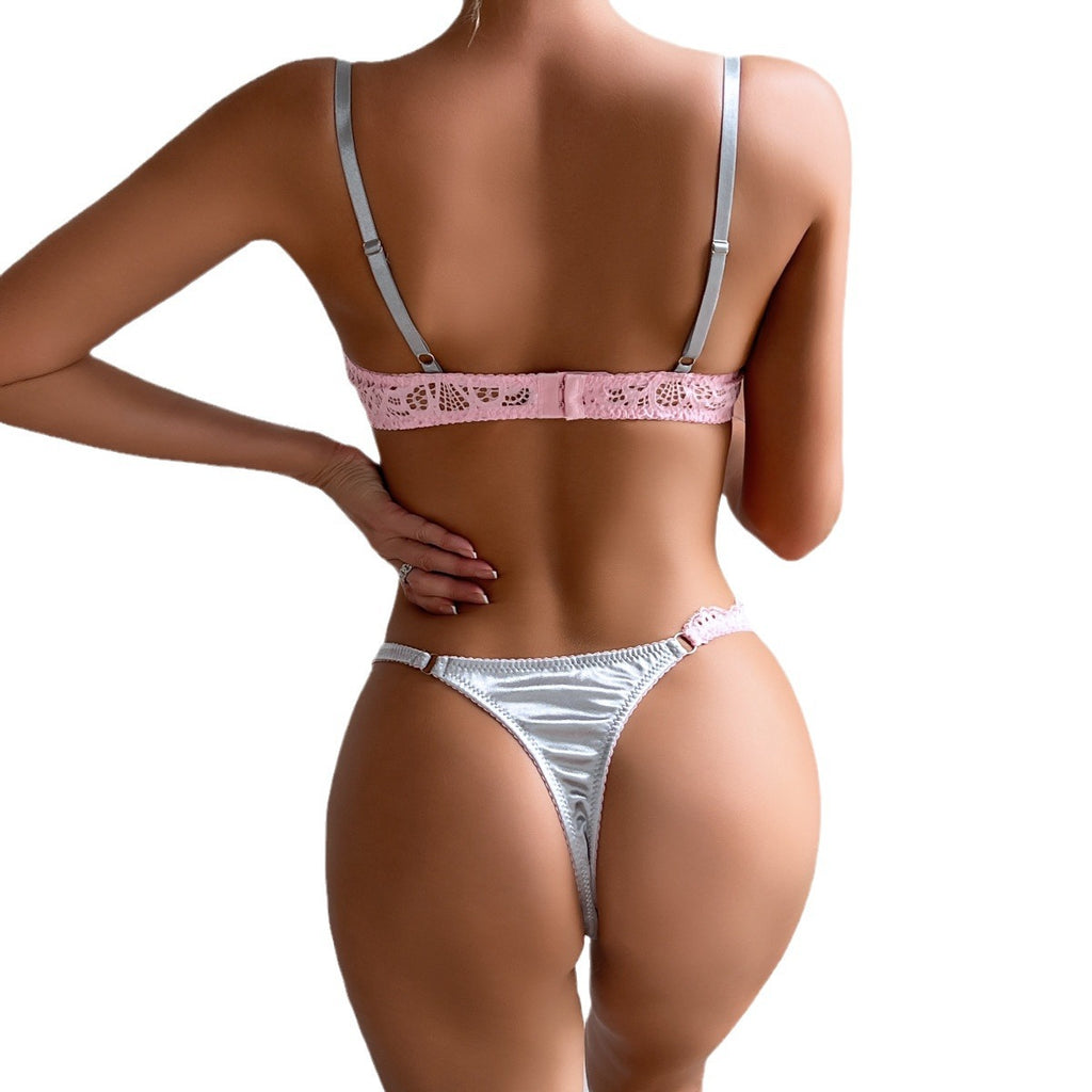 Lace color-block sexy lingerie set