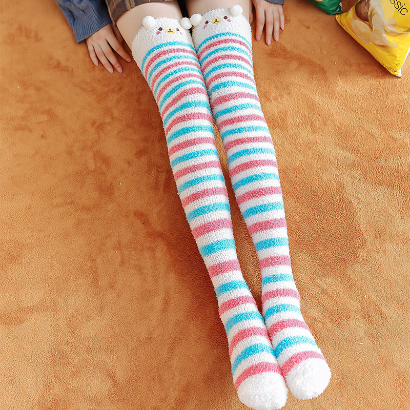 Winter Cartoon Fleece Knee Socks