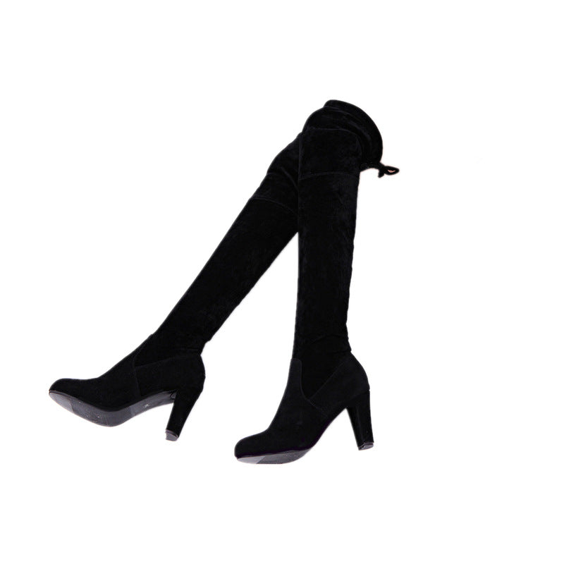 Above-knee boots with high heels