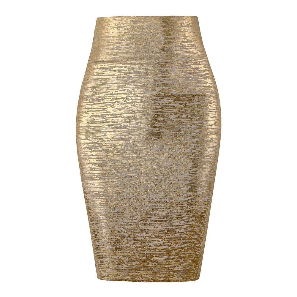 Bronzing Bandage Skirt High Waist Tight Sexy Women Skirt
