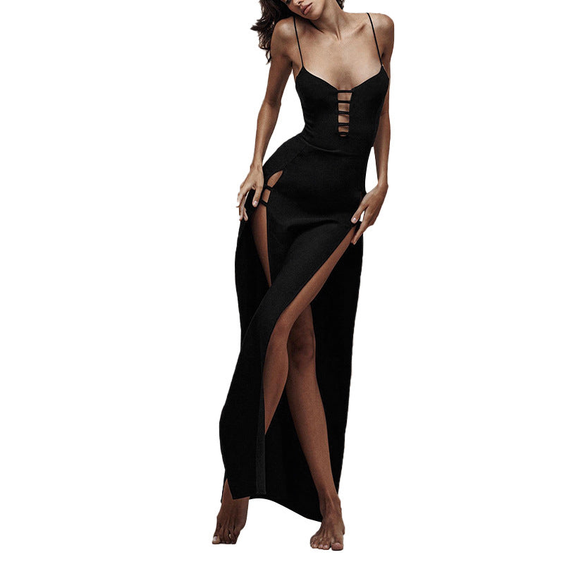Women's Summer Sexy Strap Hollow Slim-fit High Waist Split Long Dress