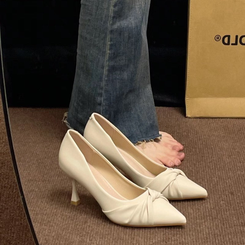 Off-white high heels for women with stiletto heels