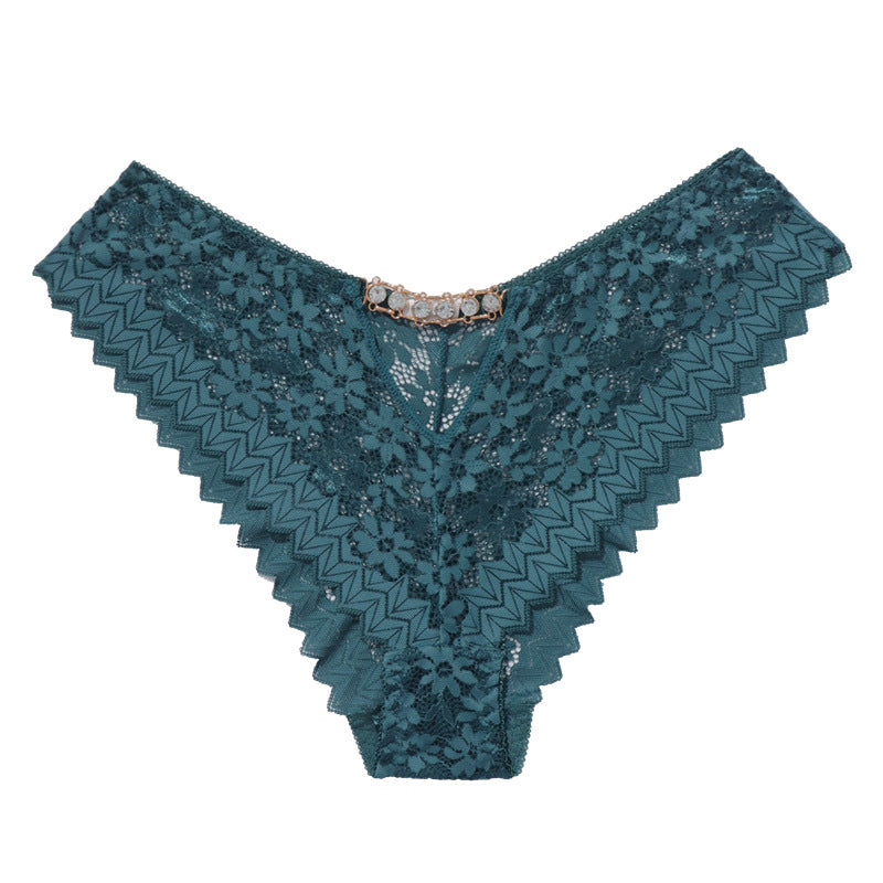 Sexy Lace T-Back Underwear with Metal Details