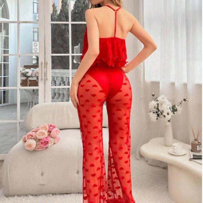 Lace-through-style lingerie pajamas