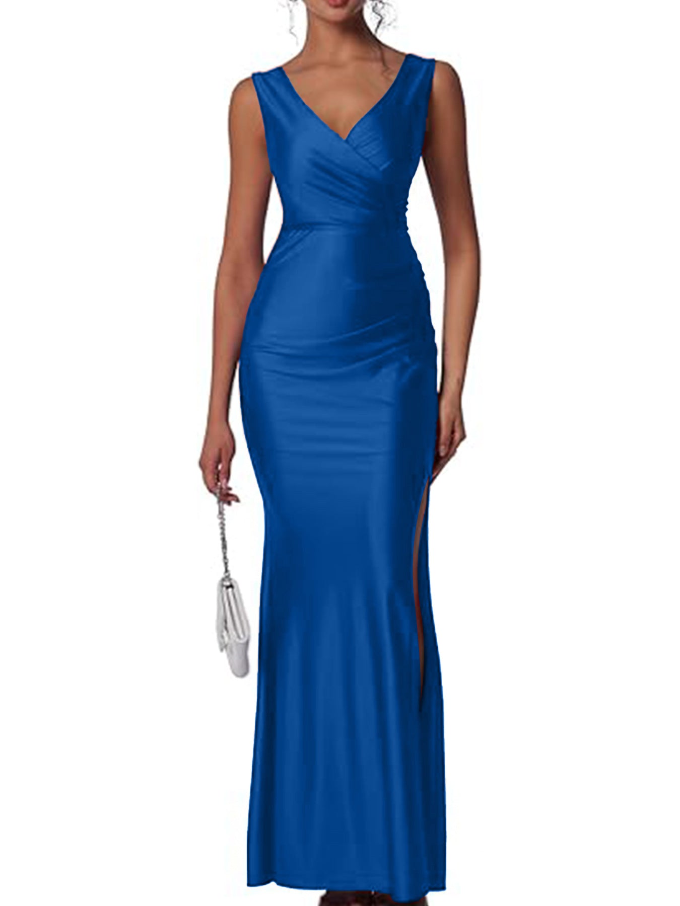 Slim Fit Satin Slit Dress