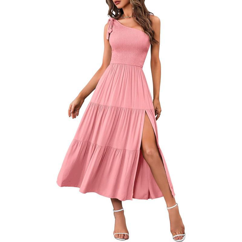 Single-shoulder sleeveless knitted wrap skirt