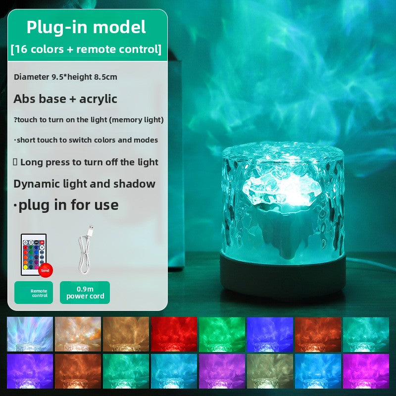 Water ripple bedside night light