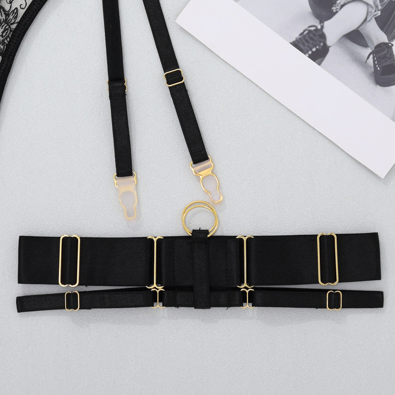 Lace and Vintage Garter Lingerie Ensemble Leg Ring Details