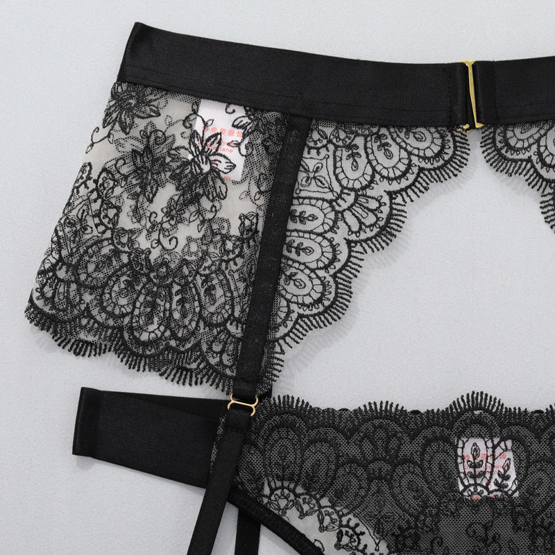 Lace and Vintage Garter Lingerie Ensemble Waist Details