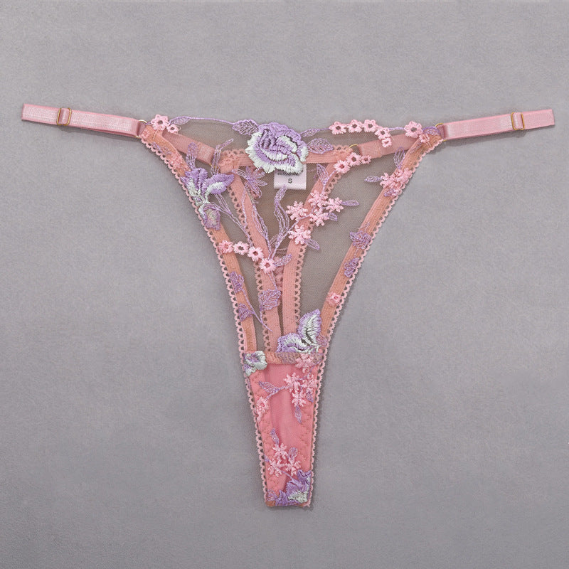 Stunning Sexy Bra and Panties Set with Purple Embroidery - B2B Lingerie Supplier Panty Show