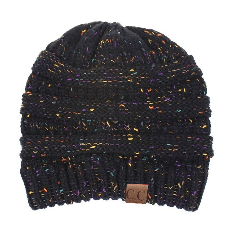 Ponytail Patch Knitted Winter Hat