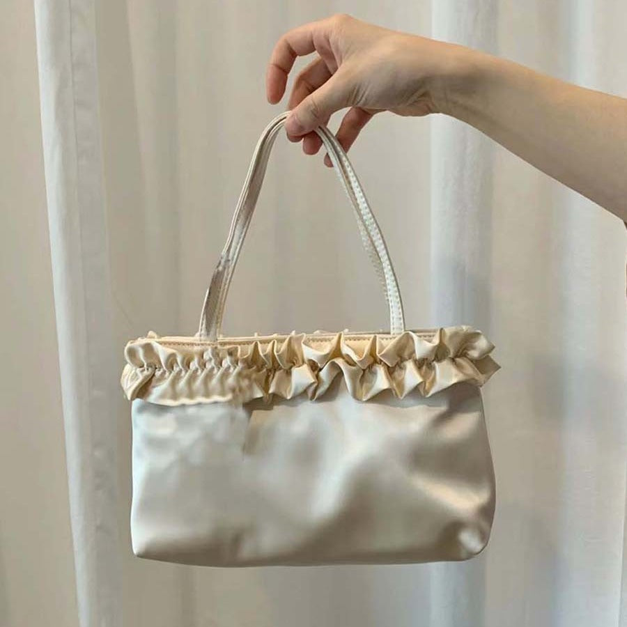 Red Crossbody Bag Handmade Satin Vintage Lace Flower Shoulder Bag