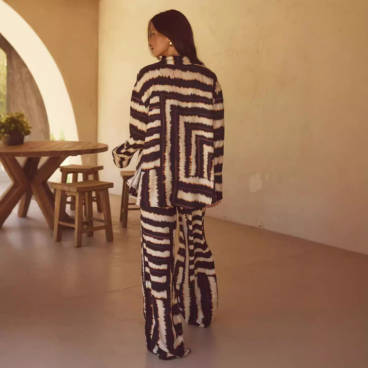 Fashion Printed Long-Sleeve Casual Suit