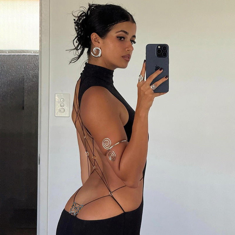 Sexy backless bow dress