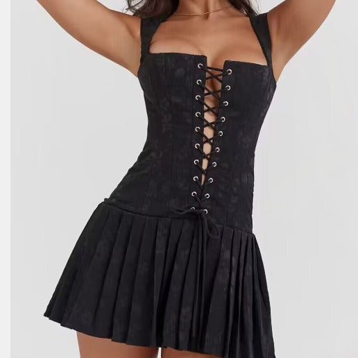 Black jacquard evening dress