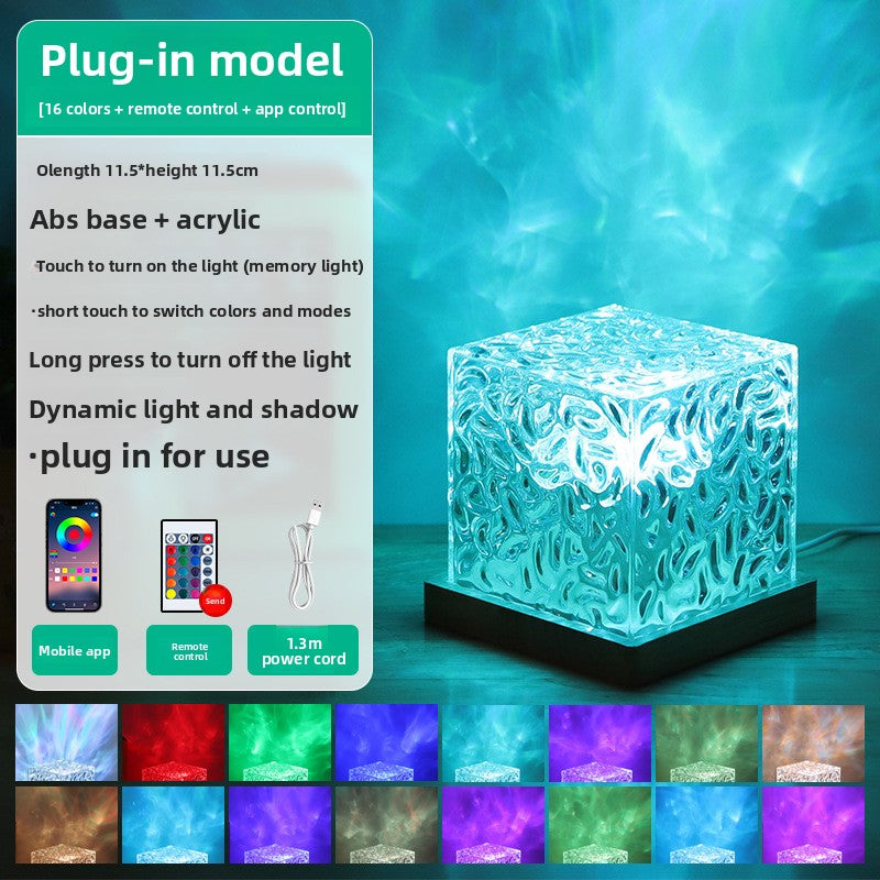 Water ripple bedside night light