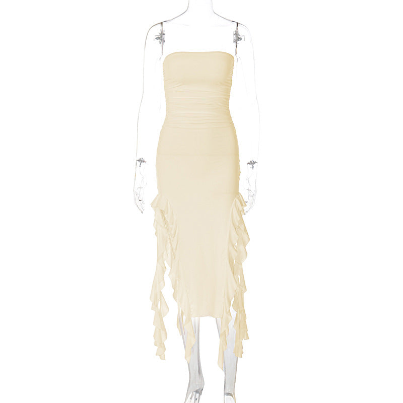 Sexy Tube Top Irregular Hem Dress