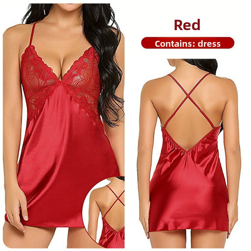 Ice-silk back-crossing nightgown