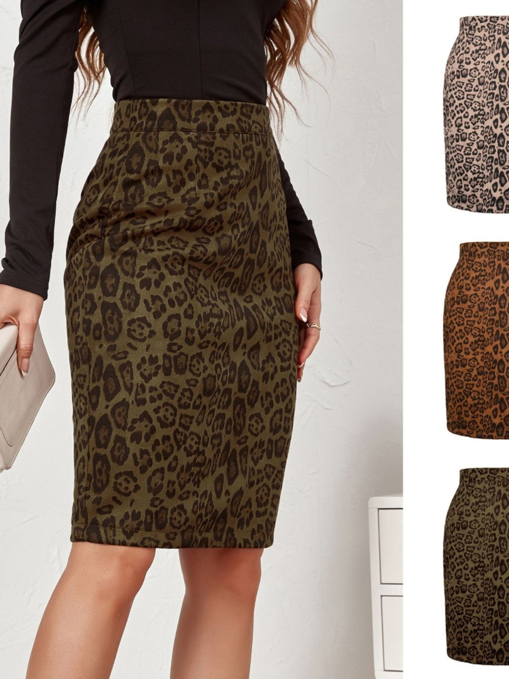 Leopard print bodycon skirt