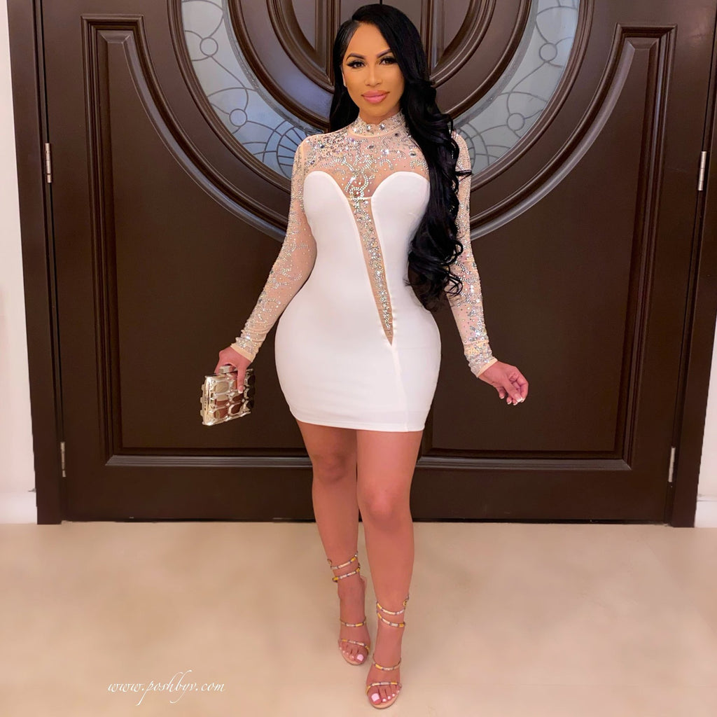 Sexy Perspective Hot Drilling A-Line Dress