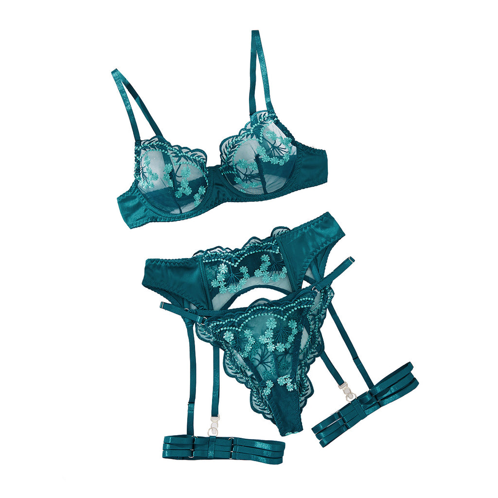 Sexy lingerie with embroidered patchwork design